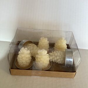 Roost Cream Pinecone Tealight Candles set of 6